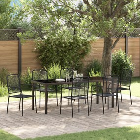 vidaXL Conjunto de Jantar de Jardim de 7 Peças Preto em Corda de Algodão e Aço