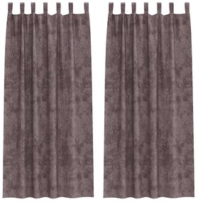 Cortinas de Veludo 2 peças com Ilhós Castanho 245x140 cm