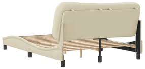 Estrutura de cama sem colchão 140x200 cm tecido cor creme