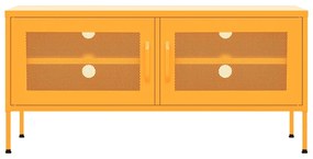 Móvel de TV aço 105x35x50 cm amarelo mostarda