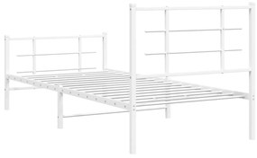 Estrutura de cama com cabeceira e pés 90x190 cm metal branco