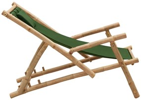 Cadeira de terraço de bambu e lona verde