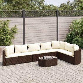 vidaXL 8 pcs conjunto sofás de jardim c/ almofadões vime PE castanho