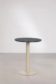 Mesa De Bar Redonda Em Pedra Natural Xiren Ø60 Cm & Beige Tapioca & Mármore Verde Big Flower - Sklum