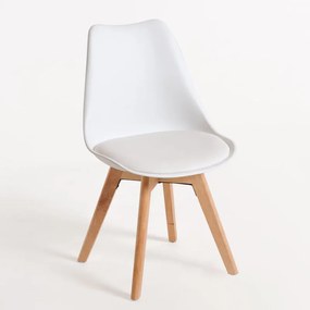 Cadeira Lena com Assento Almofadado  - Branco - Design Nórdico