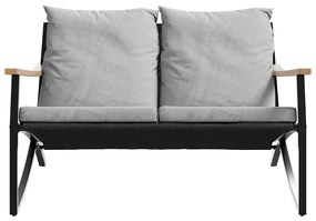 5 pcs conjunto mobiliário de varanda com almofadões aço preto