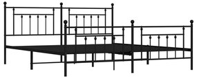 Estrutura de cama com cabeceira e pés 200x200 cm metal preto