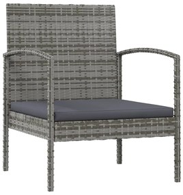 8 pcs conjunto lounge de jardim c/ almofadões vime PE cinzento