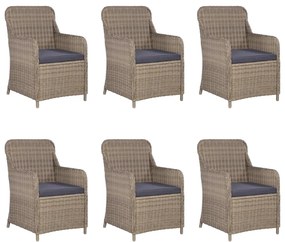7 pcs conjunto de jantar para jardim castanho