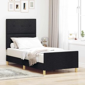 vidaXL Estrutura da Cama com cabeceira Preto 90 x 190 cm tecido