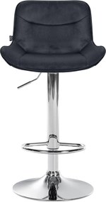 Banco alto em veludo com estrutura prateada 85-106 x 49 x 51 cm preto