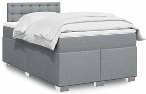 Cama boxspring com colchão 120x190 cm tecido cinzento-claro