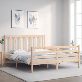 Estrutura de cama com cabeceira 160x200 cm madeira maciça