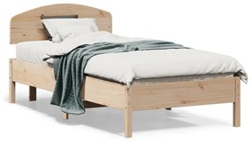 Estrutura de cama com cabeceira 75x190 cm pinho maciço