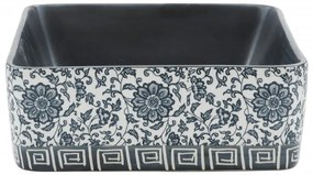 Lavatório bancada retangular 46x35,5x13 cm cerâmica preto/azul