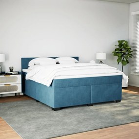 Cama com molas/colchão 180x200 cm veludo azul