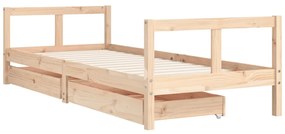Estrutura de cama infantil c/ gavetas 80x200 cm pinho maciço