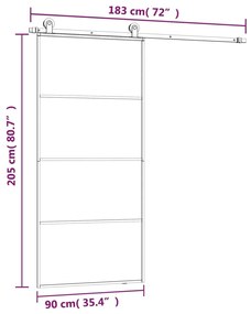 Porta deslizante c/ conj. ferragens 90x205cm vidro ESG/alumínio