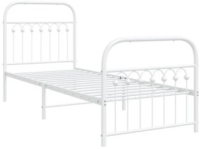 Estrutura de cama com cabeceira e pés 75x190 cm metal branco