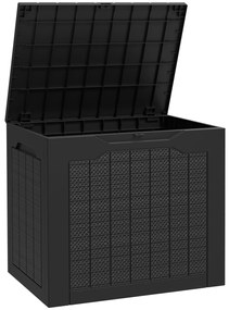 Outsunny Baú de Armazenamento Exterior 93L Caixa de Armazenamento de Jardim de Plástico Impermeável com 2 Alças 56x41x50 cm Preto