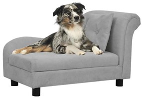 Sofá para cães com almofada 83x44x44 cm pelúcia cinzento