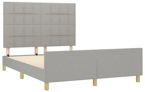 Estrutura de cama sem colchão 140x200 cm tecido cinzento-claro