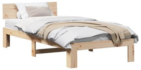 Estrutura de Cama com Cabeceira 80x200 cm Madeira de Pinho