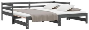 Estrutura sofá-cama de puxar 2x(90x200)cm pinho maciço cinzento