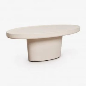 Mesa De Centro Para Jardim Oval 110x60 Cm Em Cimento Darwys Tapioca Bege - Sklum