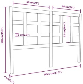 Cabeceira de cama 145,5x4x100 cm pinho maciço cinzento