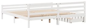 Cama sem colchão 200x200 cm madeira de pinho maciça branco