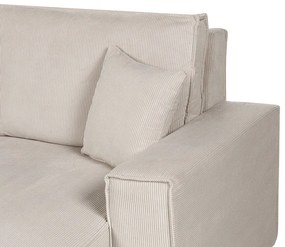 Sofá-cama de canto 2 lugares em bombazine creme versão à esquerda ABACKA Beliani