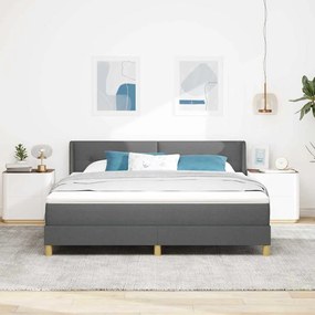 vidaXL Cama Box com Colchão Cinza Escuro, 180 x 200 cm, Tecido