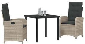 Conjunto de Jantar de Jardim com 3 Peças e Almofadas em Rattan Poliést