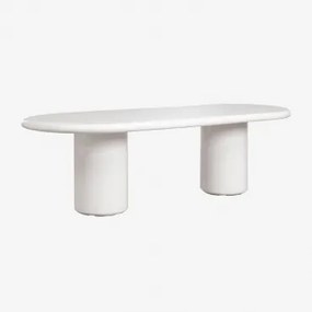 Mesa De Jantar Oval 260x110 Cm Em Cimento Aurean Branco Brilhante - Sklum