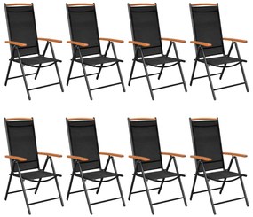 9 pcs conjunto de jantar para jardim alumínio preto
