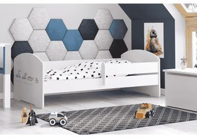 Cama infantil LUK dinossauros 160x80 branca com grades - colchão e estrado incluído
