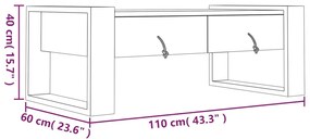 Mesa de centro 110x60x40 cm madeira de teca maciça