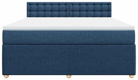 Cama com molas/colchão 180x200 cm tecido azul