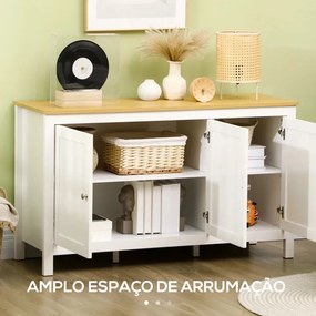 Aparador Mylov com 3 Portas de 120 cm - Branco/Castanho - Design Nórdi