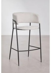 Pack De 2 Bancos Altos Estofados Nalon ↑75 Cm & Negro & Tecido Branco Quebrado - Sklum