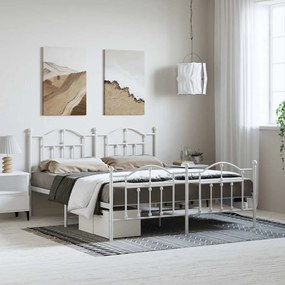 Estrutura de cama com cabeceira e pés 183x213 cm metal branco