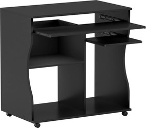 HOMCOM Mesa para computador com rodas, secretária com arrumação, 80 x 48 x 75 cm, Preto | Aosom Portugal