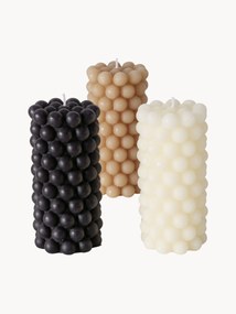 Velas cilíndricas Pearls, 3 uni., Alt 14 cm