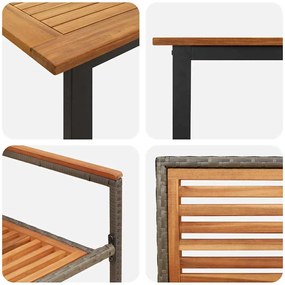 Conjunto de Jantar para Jardim 9 pcs Cinzeto 200 x 90 x 75 cm