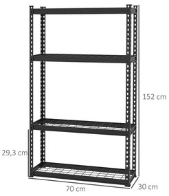 HOMCOM Estante de Metal com 4 Níveis Estante de Armazenamento Estante