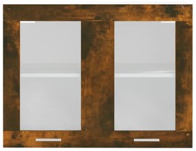 Armário vidro suspenso “Lyon” 80x31x60cm carvalho fumado