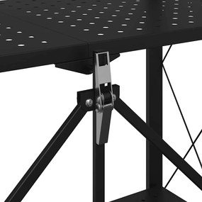 Prateleira de arrumação sobre rodas 71x34x88 cm aço preto