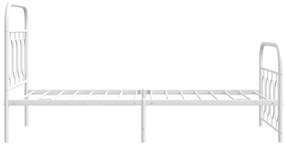 Estrutura de cama com cabeceira e pés 90x190 cm metal branco