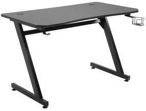 HOMCOM Secretária tipo gaming mesa de escritório com suporte para copos gancho e pés ajustáveis ​​120x65x74,5 cm preto | Aosom Portugal